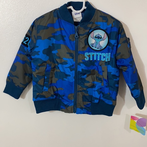 NWT Disney Stitch toddler boys blue Camo print Nylon long sleeve jacket size 2T - Picture 1 of 8